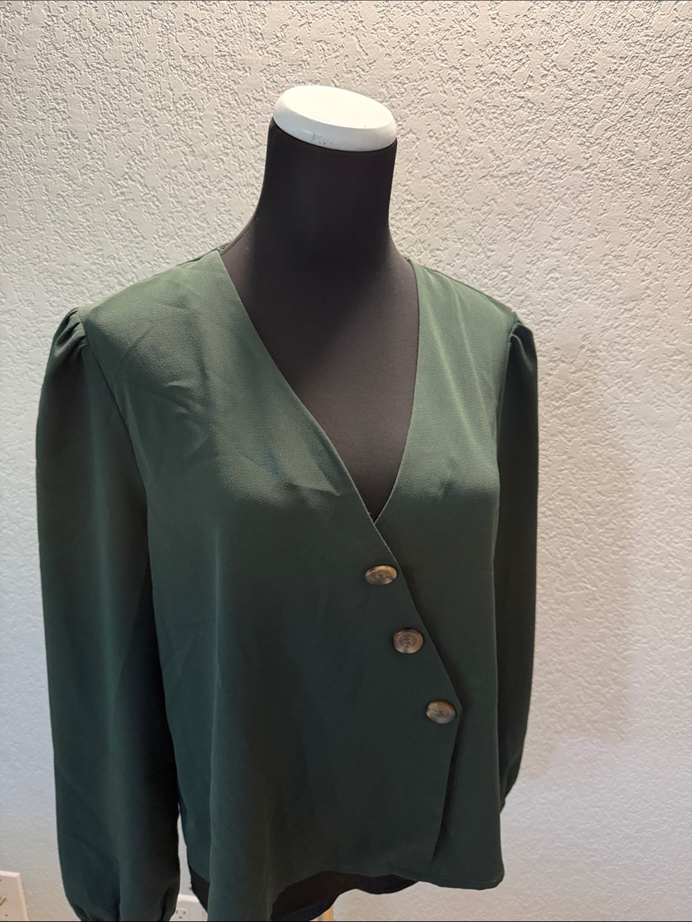 Jordy’s Elodie Forest Green V-Neck Button Front Blouse